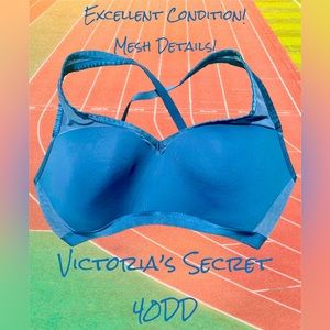 EUC Victoria’s Secret Sports Bra 40DD, Mesh, Adjustable Straps, crisscross, Blue